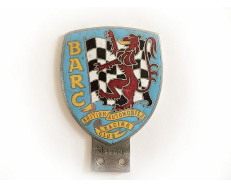 A BARC enamel car badge.