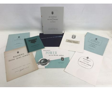 Nine Rolls-Royce Aero engine brochures and a booklet.