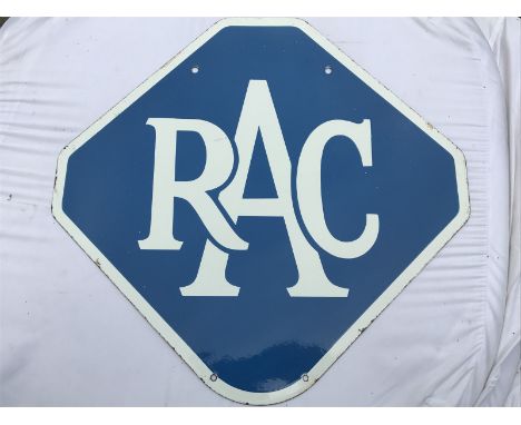 An RAC lozenge shaped double sided enamel sign, in near mint condition, 22 x 21 1/2".