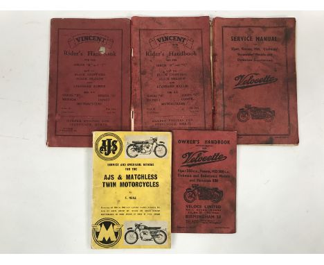 Two Vincent Motorcycle Rider's handbooks for the Series B and C 1000cc Black Lightening, Black Shadow and Standard Rapide mod