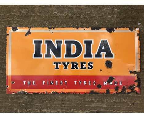 An India Tyres rectangular enamel sign, 36 x 18".