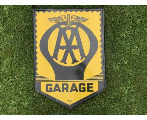 A pair of AA Garage enamel signs set within original frame by Franco, 22 1/4 x 33 1/2".