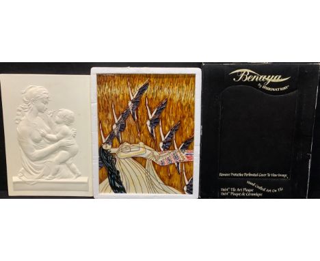 A Royal Worcester plaque, Mother &amp; Child, modelled by Arnold Machin OBE RA, limited edition 150/500, 36cm x 25.5cm; a Ben