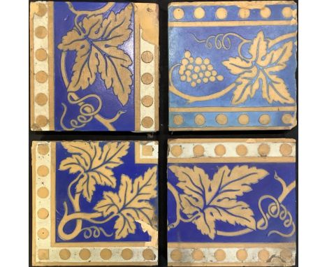 A 19th century Minton tile, 15cm x 15.5cm; three others (4) 