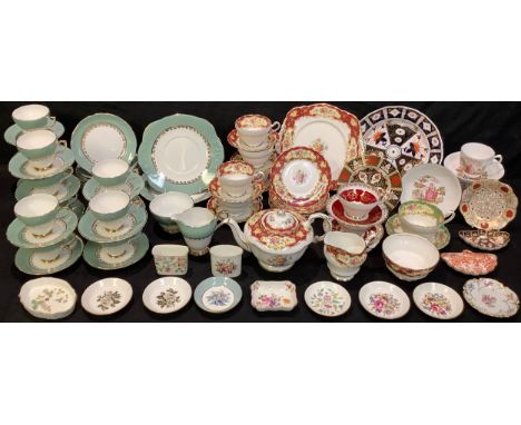 A Paragon tea set; a Staffordshire tea set; Abbeydale plate and trinkets; Royal Crown Derby trinkets; Wedgwood, Royal Worcest
