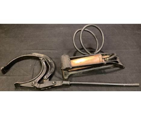 A Dunlop truck foot pump; a Stenor tyre beads breaker (2) 