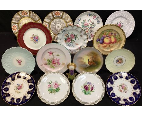 Ceramics - an early 20th century Royal Worcester cabinet plate painted with roses, signed W. Hale; a W. H. Morley plate, pain