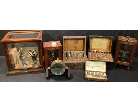 Scientific Instruments - a back reflection camera, mahogany and glass cased; other cased instruments; a large lens; a selecti