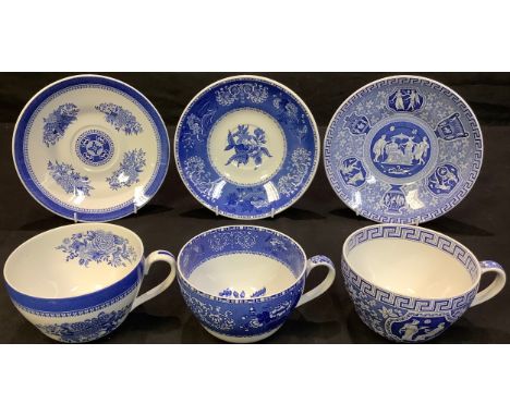 A Spode Blue Room Collection Camilla pattern breakfast cup and saucer, the saucer 23cm diameter; two others, Fitzhugh and Gre