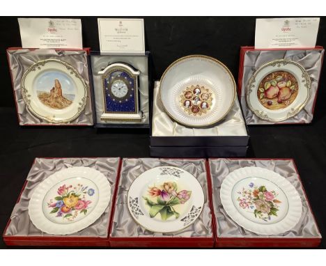 A Spode Millennium collection mantel clock, limited edition, 1,112/2,000, certificate, boxed; a Spode Millennium Achievements