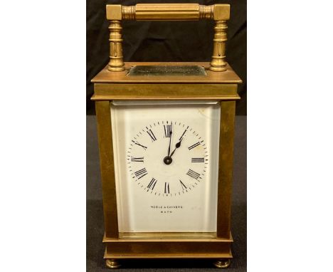 An early 20th century lacquered brass carriage clock, by Richard &amp; Co, retailed by Noble &amp; Chivers, Bath, c.1910 