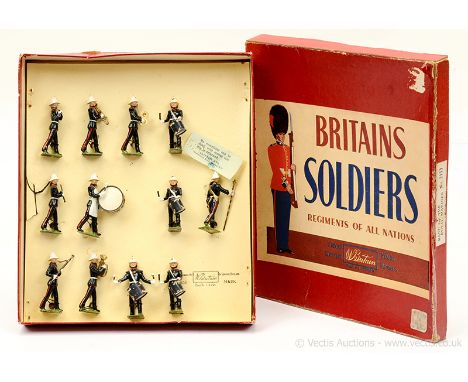 Britains - Set 2153 - Band of the Royal Marines [1957 version], comprising: 1 x Drum Major &amp; 11 x Musicians Playing Vario