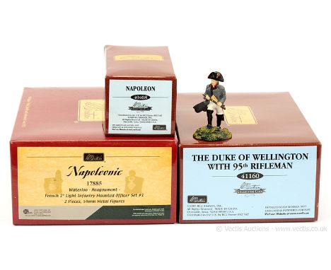 Britains, Napoleonic Wars - Hougoumont Series, comprising: Set 17885 - French 1st Light Infantry Mounted Officer, Set 40408 -