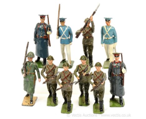 Britains - From Set 2032 - Red Army Infantry - Steel Helmets [1949-59], now comprising: 5 x Infantrymen Marching with Rifles 