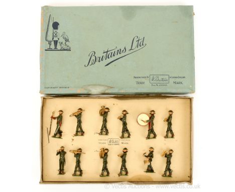 Britains - For Gamages - Set 1301 - United States Infantry Band - 1940/1 version, comprising Marching Drum Major &amp; 11 x M