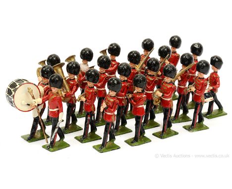 Britains - Set 37 - Full Band of the Coldstream Guards [1948 Issue], comprising: Drum Major with Baton &amp; 20 x Marching Ba