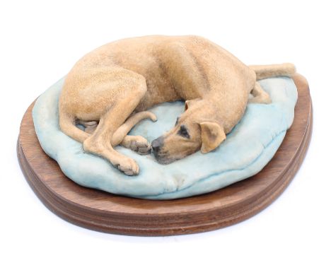 Elizabeth Waugh (1929-2023) Great Dane curled up on a bed  resin signed E Waugh S.P.H to side, stamped BFA Scotland @ 1985, m