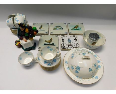 A small quantity of ceramics to include; early 20th century Copeland hand painted floral decorated cups x6, and muffin dish w