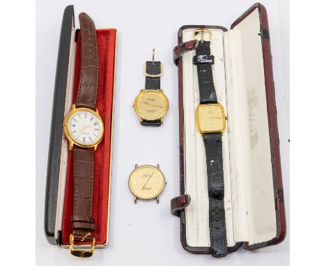 A small collection of gents vintage wristwatches to include two gold plated Imado watch faces along with a plated Titan wrist