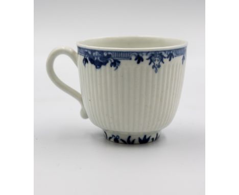 A Lowestoft ribbed body blue and white coffee cup, circa 1770, blue numeral '1', 6.2cm diameter, 5.8cm highProvenance: the La