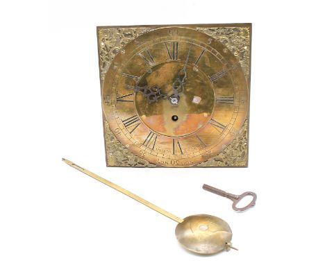 A longcase fusee clock movement, on a long case dial, in the style of Joseph Knibb (reproduction) having engraved square bras