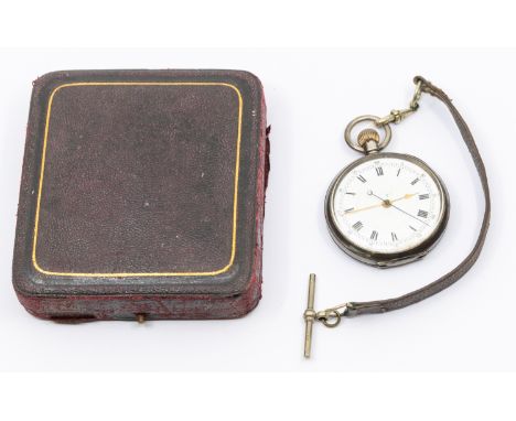 ****AUCTIONEER TO ANNOUNCE POCKET WATCH NOT CHRONOMETER*** A cased silver cased pocket watch chronometer, white enamel dial w
