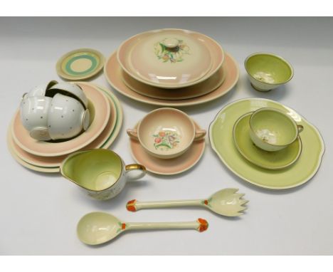 A collection of mid 20th Century Susie Cooper dinner wares to include tureens, large and small plates, bowls along with later