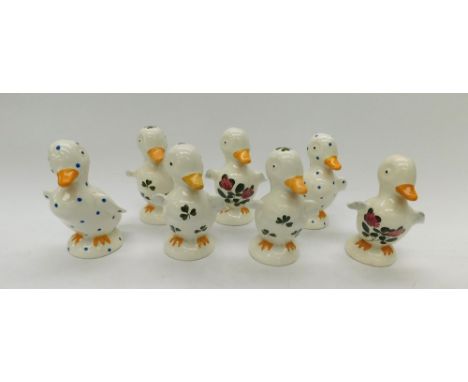 A small collection of mid 20th Century Plichta models Brightly decorated to include Duclklngs,&nbsp; sheep and birds together