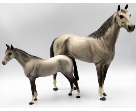 A Grey Matt glazed Beswick Horse , Hunter Model Number 1734 together with another Grey Matt glazed Beswick Horse, Bois Russel