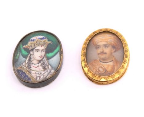 Lucknow School: a portrait miniature depicting the Begam of Lucknow (Hazrat Mahal), 3 x 2.5cm, in gilt metal frame titled to 