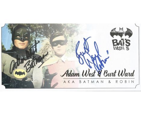 Batman Adam West and Burt Ward signed Bat Wishes illustrated cover. Good Condition.  All autographs come with a Certificate o
