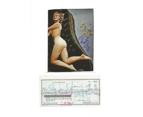 Carol Lynley signature piece includes signed The Bank of New York cheque dated 13th Jan 1998 and a 7x5 signed colour photo bo