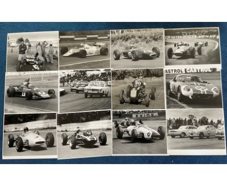 Motor Racing 12 Rare 8x10 UNSIGNED Photographs Inc. Graham Hill, Nicki Lauda, Phil Hill, Jackie Stewart, Roy Salvadori Etc. G