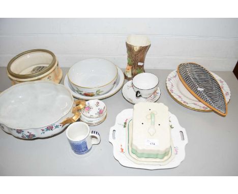 QUANTITY OF POTTERY ITEMS INCLUDING A CROWN DEVON SALAD BOWL AND ITEMS OF ROYAL WORCESTER