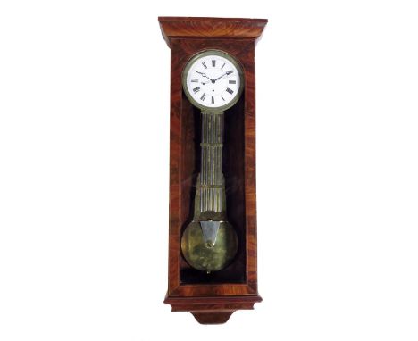 A large 19th century Austrian Viennese mahogany regulator wall clock, the brass single train movement with one weight and lar
