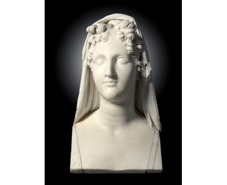 Attributed to the workshop of Antonio Canova (Italian 1757-1822).  An early 19th century marble bust of Beatrice, 48.9cm high