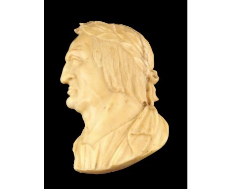 A 19th century Italian Grand Tour siena marble portrait relief bust of a Dante, 12.5 x 8cm.