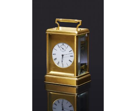 A fine mid 19th century English gilt brass chronometer carriage timepiece by Dent, the movement with a chain fusee and a chro