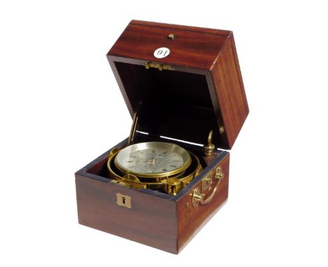 λ A late 19th century Russian marine chronometer, the two day reverse fusee movement with spring detent escapement and Earnsh