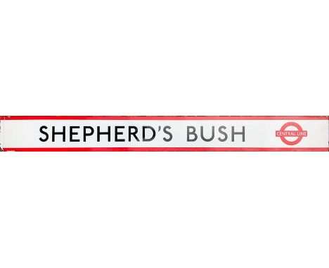 1960s/70s London Underground enamel PLATFORM FRIEZE PANEL from Shepherds Bush station on the Central Line, one of the few sta