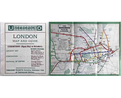 1911 London Underground POCKET MAP. This edition shows the 3 separate Hammersmith stations, the CLR extension to Liverpool St