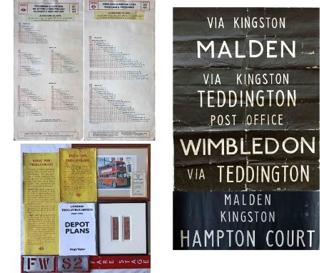 Selection of memorabilia from London's last Trolleybuses in 1962 including a FARECHART for routes 601-605, 2 'Buses for Troll