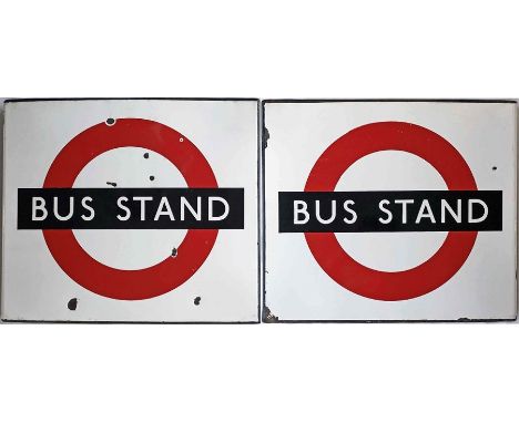 1950s/60s London Transport enamel BUS STAND FLAG. A rather uncommon version of the usual bus stops, these were located at ter
