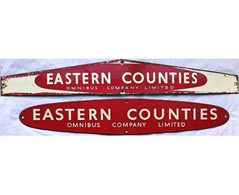 Pair of 1930s-60s Eastern Counties Omnibus Co Ltd enamel HEADER PLATES from timetable boards. Two different styles, the older