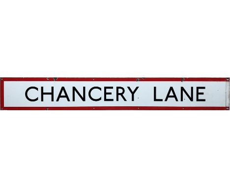 1960s/70s London Underground enamel PLATFORM FRIEZE PANEL from the platforms at Chancery Lane station on the Central Line. Tr