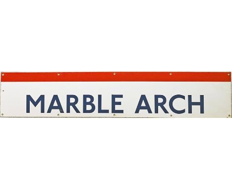 c1980s London Underground enamel PLATFORM FRIEZE PANEL from Marble Arch station on the Central Line. Measures 45" x 9" (114cm