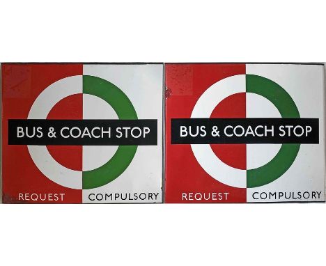 1950s/60s London Transport enamel BUS &amp; COACH STOP FLAG (Bus Request, Coach Compulsory). This is the scarcest version of 