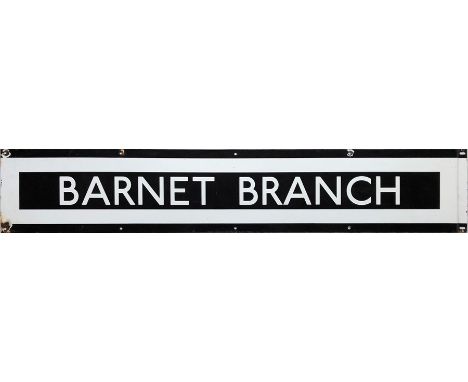 1960s/70s London Underground enamel PLATFORM FRIEZE PANEL 'Barnet Branch' from Camden Town station on the Northern Line. Thes