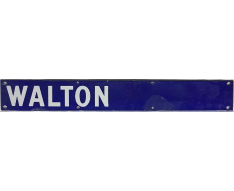 Southern Railway enamel INDICATOR BOARD PLATE 'Walton', probably from the departures board at Waterloo station. Measures 17" 