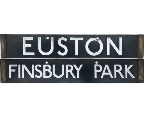 London Underground 1938-Tube Stock enamel CAB DESTINATION PLATE for Euston / Finsbury Park on the Northern/Northern City Line